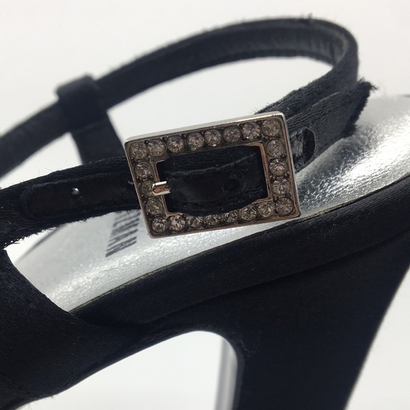 Stuart Weitzman black heels with crystal buckle size 6 medium - Picture 2 of 12